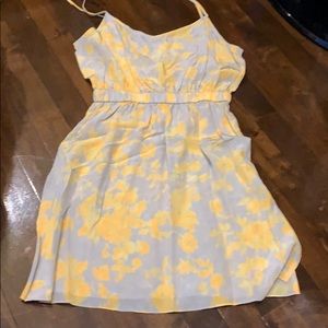 Aaron Ashe yellow and grey silk dress